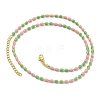 Brass Enamel Column Link Chain Necklaces NJEW-H039-03G-01-2