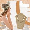 2-Slot Paperboard Covered with Linen Slant Back Bust Shaped Necklace Display Stands NDIS-WH20015-01A-4