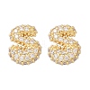 Brass Micro Pave Cubic Zirconia Stud Earrings EJEW-Z091-04G-S-2