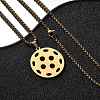 201 Stainless Steel Pickleball Pendant Box Chain Necklaces for Women Men NJEW-H050-01A-G-1