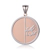 Flat Round with Fire Pattern 316 Stainless Steel Pendants STAS-J019-56D-1