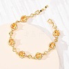 Heart & Oval Brass Micro Pave Cubic Zirconia Link Chain Bracelets for Women BJEW-A163-03G-03-3