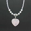 Natural Gemstone Heart Pendant Colorful Glass Seed Beads Beaded Necklaces for Women VA8487-2-1