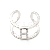 Clear Cubic Zirconia Initial Letter Open Cuff Ring RJEW-A012-01P-H-1