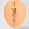 304 Stainless Steel Pave Clear Cubic Zirconia Curved Barbell Dangle Belly Rings FS-WG828D7-09-1