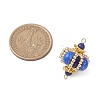 Dyed Synthetic Imperial Jasper & Handmade Glass Seed Beaded Rhombus Connector Charms PALLOY-MZ00960-01-2