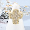 Brass Micro Pave Clear Cubic Zirconia Open Cuff Rings for Women RJEW-R011-03G-01-3