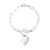 Alloy Heart Charm Bracelet with Brass Paperclip Chains for Woman BJEW-JB08895-02-1