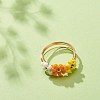 Glass Seed Braided Bead Flower Finger Rings RJEW-TA00054-03-2