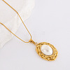 Chic Design Oval Stainless Steel with Imitation Pearl Pendant Necklaces for Women AA0012-2