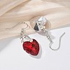 Heart Glass Dangle Earrings X-EJEW-JE01737-3