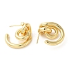Brass Rings Dangle Stud Earrings EJEW-G382-02G-2