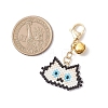 Handmade Glass Seed Beaded  Cat Head Shape Pendants Decorations HJEW-MZ00366-05-3