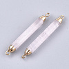 Electroplate Natural Rose Quartz Links connectors G-S344-73H-2