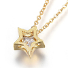 304 Stainless Steel Brass Cubic Zirconia Pendant Necklaces NJEW-O108-13G-2