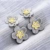 Flower Brass Dangle Stud Earrings EJEW-H158-11GP-1
