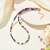 Faceted Round Natural Agate(Dyed & Heated) & Pearl & Brass Beaded Necklaces for Women NJEW-JN06617-1