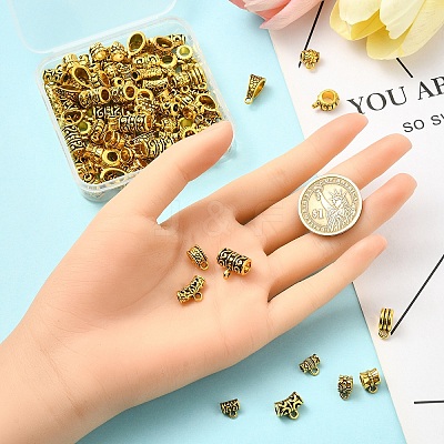 120Pcs 12 Styles Tibetan Style Alloy Tube Bails FIND-YW0007-32-1