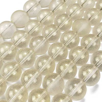 Frosted Transparent Glass Bead Strands GLAA-P065-10mm-01-1