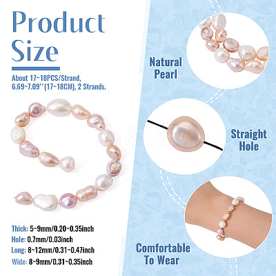 2 Strands Natural Cultured Freshwater Pearl Beads Strands PEAR-TA0001-31-1