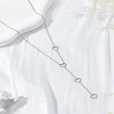 1Pc Stainless Steel Heart Bid Necklaces for Women NJEW-LP0003-22B-1