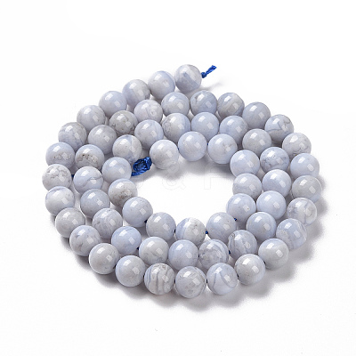 Natural Blue Lace Agate Beads Strands G-P342-04-6mm-AB-1