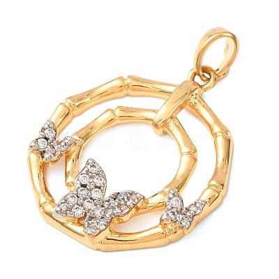 Brass Micro Pave Clear Cubic Zirconia Pendants CU-CBAD515-01G-1
