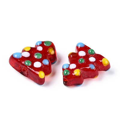 Christmas Theme Handmade Lampwork Bumpy Beads X-LAMP-G142-06A-1