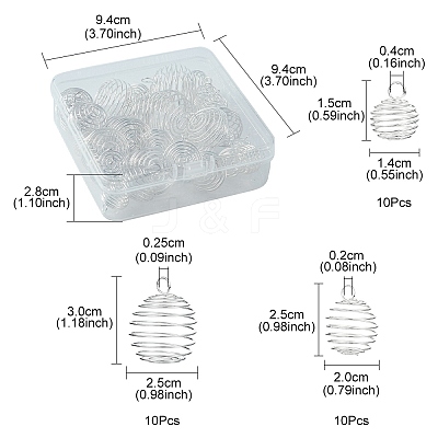 30Pcs 3 Style Iron Wire Pendants IFIN-YW0001-78-1