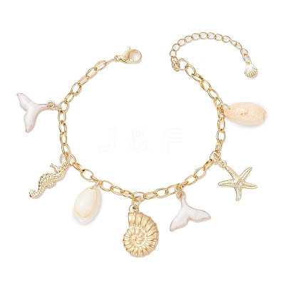 Stainless Steel & Alloy Enamel Charm Bracelets BJEW-JB12215-01-1