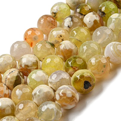 Faceted Natural Fire Crackle Agate Beads Strands X-G-F447-12mm-H01-1
