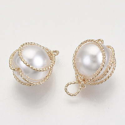 ABS Plastic Imitation Pearl Pendants KK-N235-020B-1