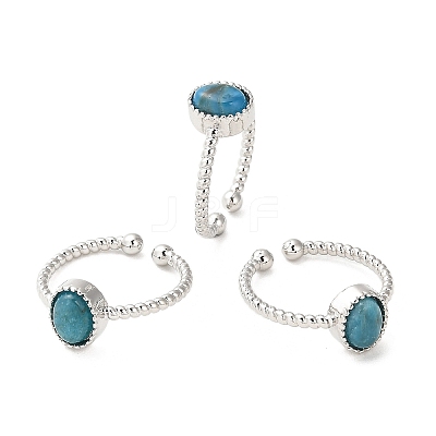 Natural Apatite Open Cuff Ring RJEW-M166-04P-G-1