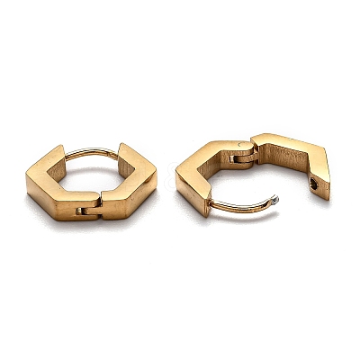 304 Stainless Steel Hexagon Huggie Hoop Earrings STAS-J033-03B-G-1