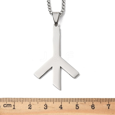 201 Stainless Steel Death Rune Symbol Pendant Necklaces LS-NJEW-H065-18P-1