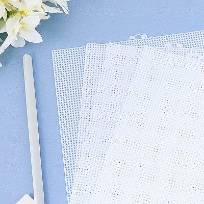 4 Sheets Rectangle Plastic Mesh Canvas Sheets DIY-CP0012-72A-1