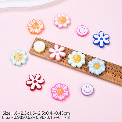 40Pcs 4 Styles Opaque Acrylic Beads ACRC-YW0001-02-1