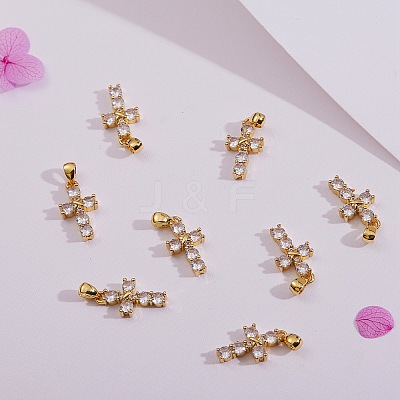 5Pcs Brass Micro Pave Clear Cubic Zirconia Pendant ZIRC-SZ0002-16-1