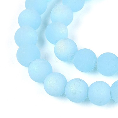 Frosted Imitation Jade Glass Beads Strands GLAA-T032-J8mm-MBB04-1