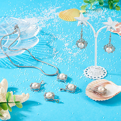 4Pcs Natural Pearl Pendants PALLOY-TAC0181-1