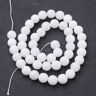 Natural White Jade Beads Strands X-GSR8mmC067-1