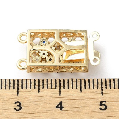 Brass Micro Pave Cubic Zirconia Box Clasps KK-F862-32G-02-1