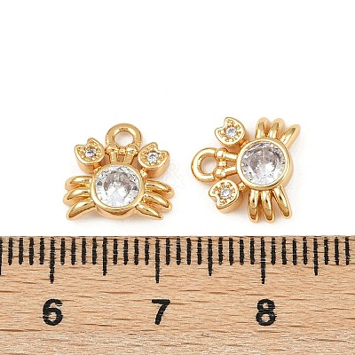 Ocean Theme Brass Micro Pave Cubic Zirconia Charms KK-F902-08E-G-1