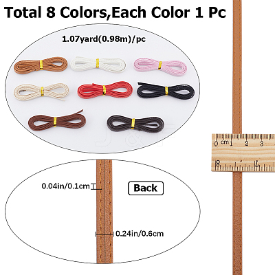 8Pcs 8 Colors Flat PU Leather Cord DIY-GF0009-58-1