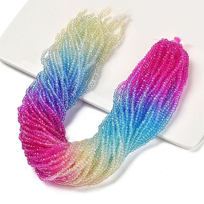 Transparent Painted Glass Beads Strands X1-DGLA-A034-T1mm-A14-1