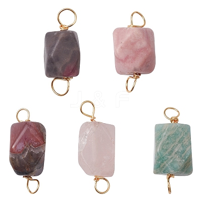 Natural Mixed Stone Connector Charms PALLOY-YW0001-50-1