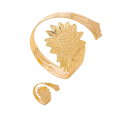 Iron Sunflower Cuff Bangle & Ring Sets for Women WG2469A-01-1