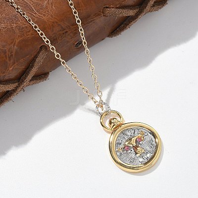 Brass Twelve Constellations Tarot Pendant Necklaces LS-NJEW-Q006-01G-G-1