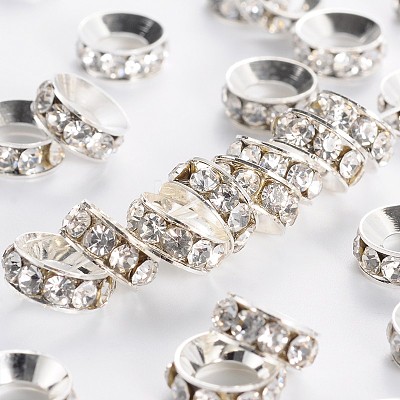 Brass Rhinestone Spacer Beads RB-A020-10mm-01S-1