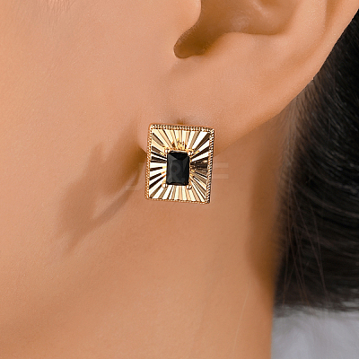 Vintage Palace Style High-end Zircon Square Stud Earrings Party Banquet Accessory. XW6833-2-1